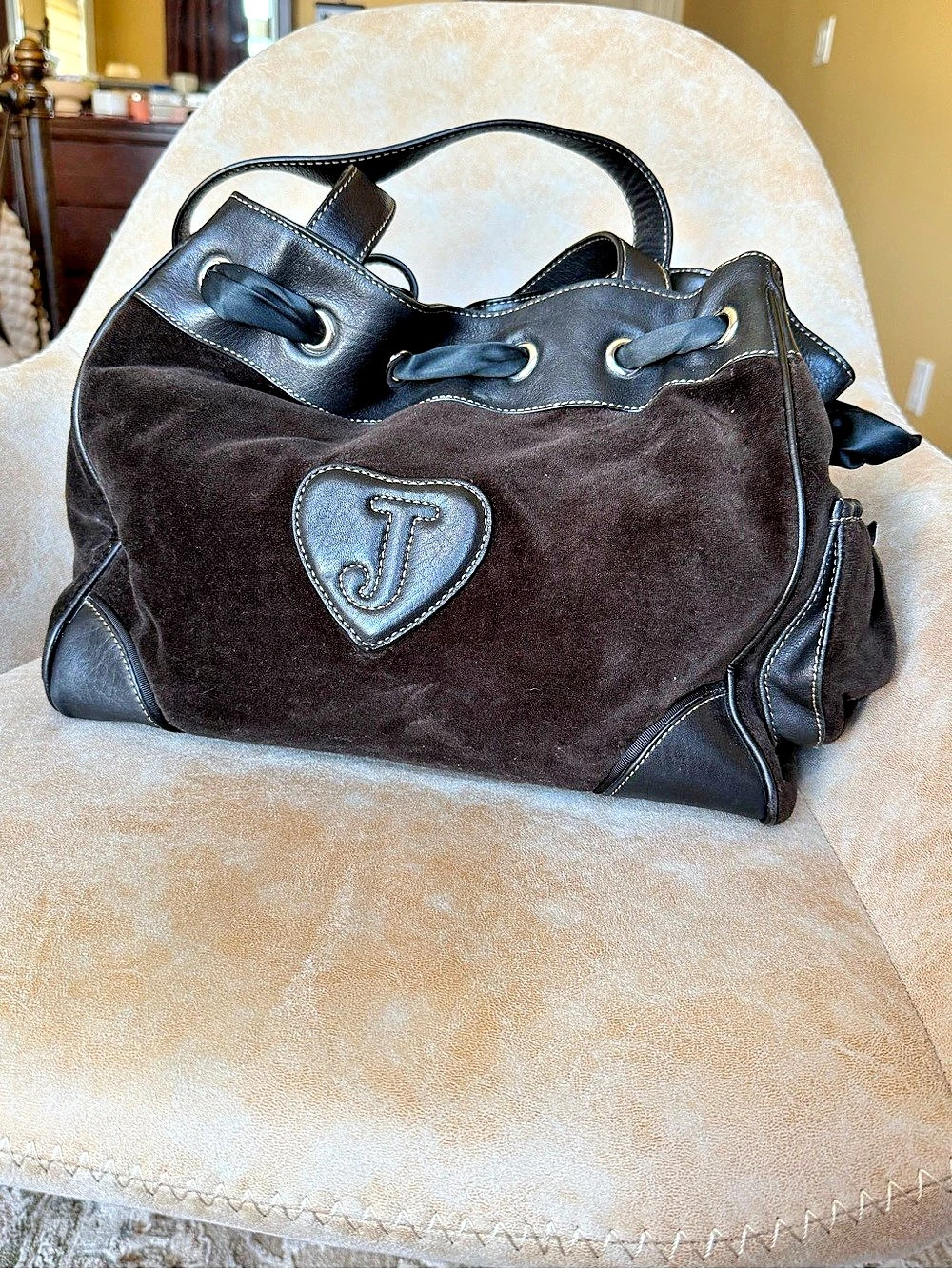 Juicy Couture "Once Upon a Time" Velour Daydreamer Bag BLACK - McBling - Picture 2 of 16
